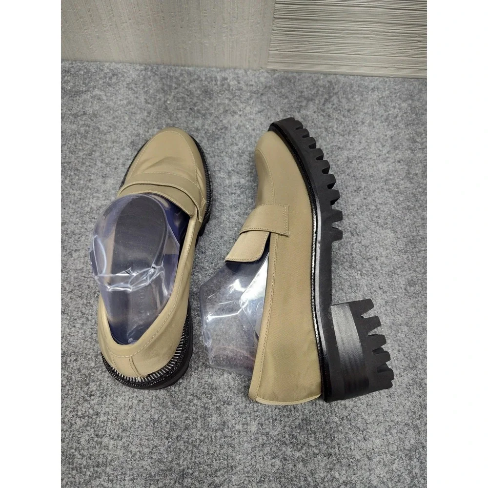 Aerosoles Rodney Women Platform Shoe 8.5M Taupe Slip On Textile Comfort Loafer